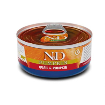 Farmina Cat Cans N&D Grain Free Pumpkin Quail Adultвологий корм для дорослих котів беззерновий, з гарбузом та перепелом 70г