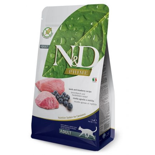 Farmina Cat N&D Grain Free Prime Lamb & Blueberry Adultсухий корм для дорослих котів з ягням та чорницею 300г