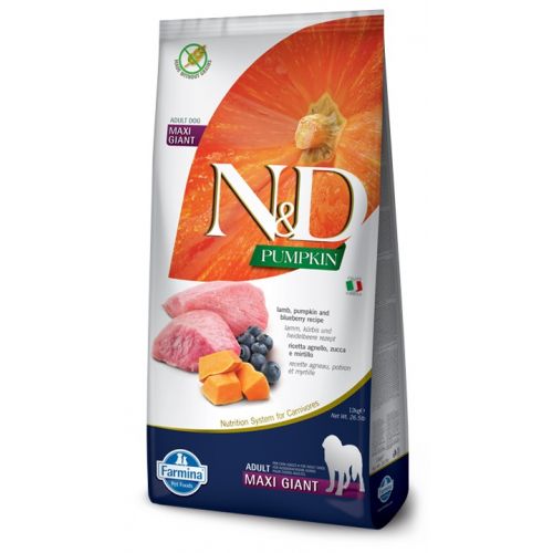 Farmina Dog N&D Grain Free Pumpkin Lamb & Blueberry Adult Giant Maxiбеззерновий сухий корм для собак великих і гігантських порід з ягням, гарбузом і чорницею