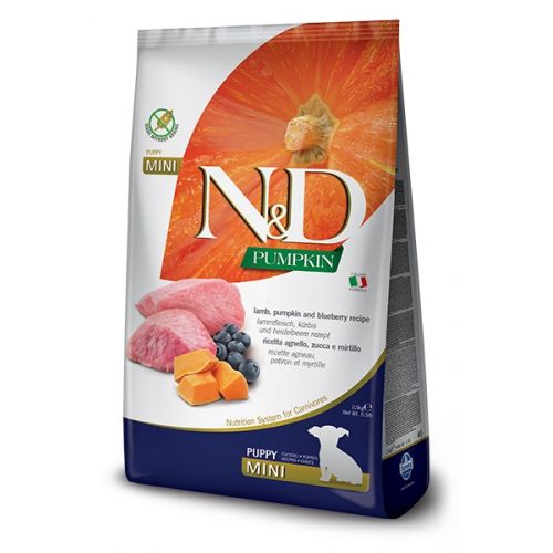 Farmina Dog N&D Grain Free Pumpkin Lamb & Blueberry Puppy Miniбеззерновий сухий корм для цуценят дрібних порід порід з ягням, гарбузом і чорницею 800г