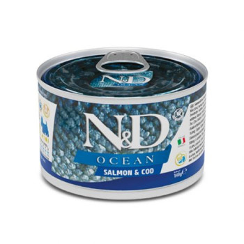 Farmina Cans N&D Grain Free Ocean Salmon & Cod Adult Miniвологий корм для собак дрібних порід, з лососем і тріскою 140г