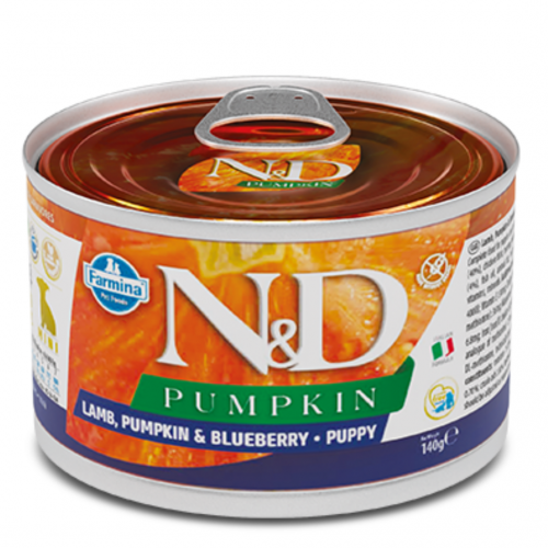 Farmina Cans N&D Grain Pumpkin Lamb Puppy Miniвологий корм для цуценят малих порід, гарбуз/ягня/чорниця 140г