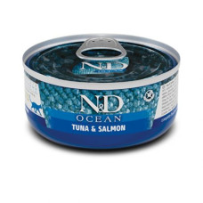 Farmina Cat Cans N&D Grain Free Ocean Tuna And Salmon вологий корм для дорослих котів беззерновий, тунець, лосось 70г