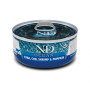 Farmina Cat Cans N&D Grain Free Ocean Tuna, Cod, Shrimp & Pumpkinвологий корм для дорослих котів беззерновий, тунець, креветка, гарбуз 70г