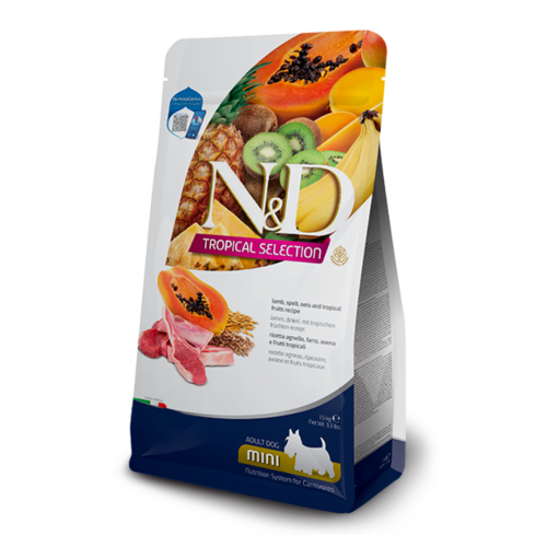 Farmina Dog N&D Tropical Selection Lamb Adult Miniдля дорослих собак дрібних порід, з ягням та тропічними фруктами 1,5кг