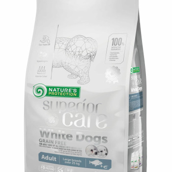 Nature's Protection Grain-Free White Dogs Adult Small and Mini Breeds White Fish беззерновий корм для собак малих порід з білим хутром з білою рибою 1,5кг