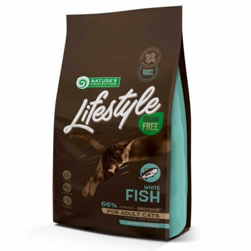 Nature's Protection Lifestyle Grain Free Adult CAT White FishСухий беззерновий корм для дорослих кішок з білою рибою 400г