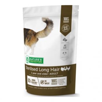 Nature's Protection Sterilised Cat Long Hair Poultry AdultСухий корм для довгошерстих дорослих кішок після стералізації 400г