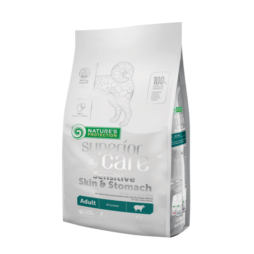 Nature's Protection Superior Care Sensitive Skin&Stomach Adult All Breedsдля дорослих собак з чутливим травленням та проблемною шкірою 1,5кг
