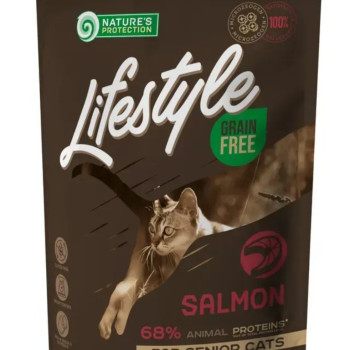 Nature's Protection Lifestyle Senior Salmon Сухий беззерновий корм для літніх котів з лососем, 400 г