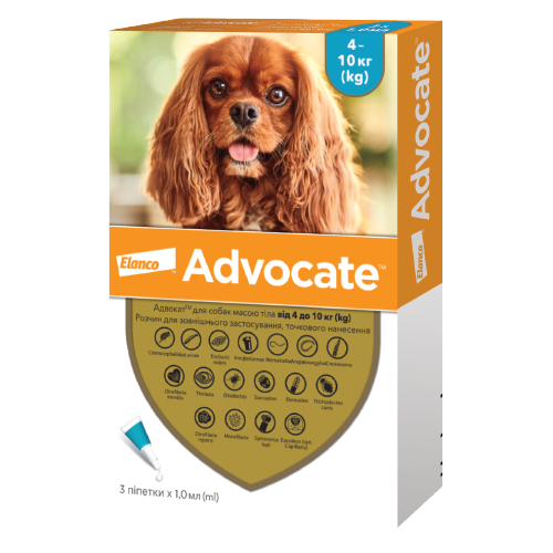 Адвокат (Advocate) краплі на холку для собак від 4 до 10кг, 1 піпетка