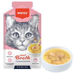 Wanpy Meat Broths Tuna&Shrimp ВАНПІ СУП З ТУНЦЕМ І КРЕВЕТКАМИ беззерновий рідкий корм для котів, пауч 50г