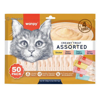 Wanpy Creamy Treat Assorted ВАНПІ МІКС ЛАСОЩІВ рідкі ласощі для котів, набір