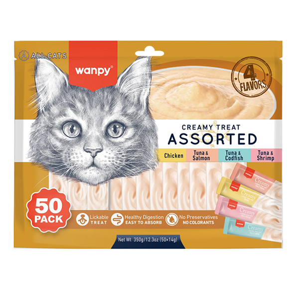 Wanpy Creamy Treat Assorted ВАНПІ МІКС ЛАСОЩІВ рідкі ласощі для котів, набір