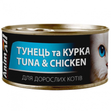 AnimAll Cat Adult Tuna Chicken вологий корм для дорослих котів з тунцем та куркою 85г