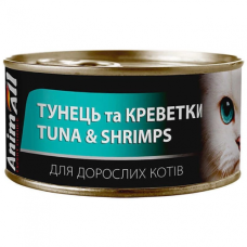 AnimAll Cat Adult Tuna Shrimps вологий корм для дорослих котів з тунцем та креветками 85г